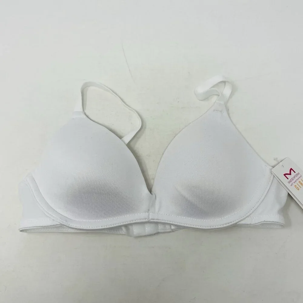 Maidenform Youth Girls Size 32A Contour Microfiber Underwire‎ Bra in White 2490